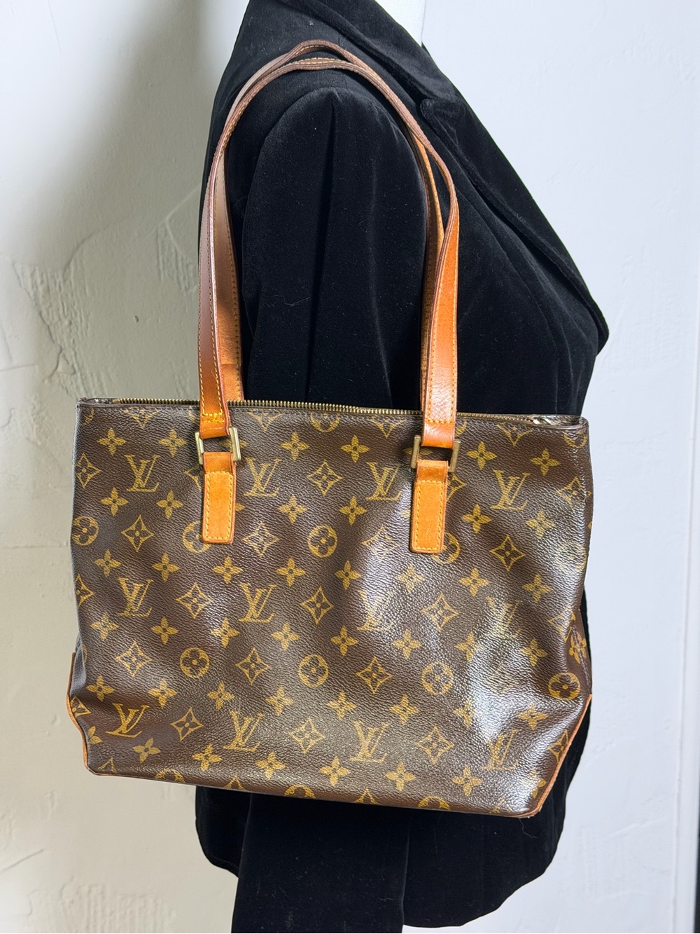 Louis Vuitton Monogram Canvas Shoulder Cabas Piano Bag in Brown and Tan 9 X 13